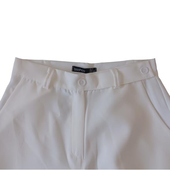 Boohoo Wide Leg Button Detail Trouser Color: Cream, Size 10 - Picture 7 of 7